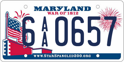 MD license plate 6AA0657