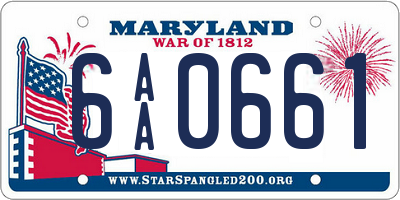 MD license plate 6AA0661