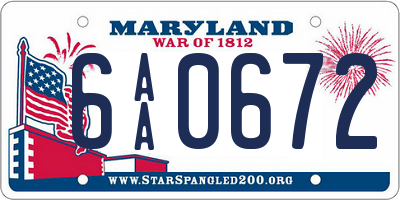 MD license plate 6AA0672