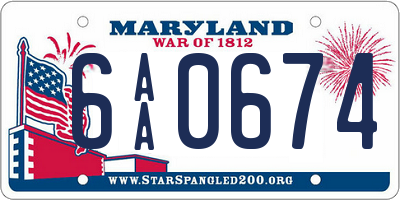 MD license plate 6AA0674