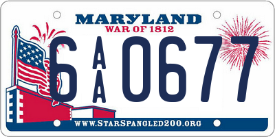 MD license plate 6AA0677