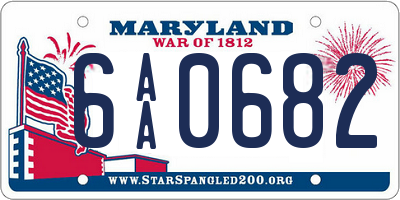 MD license plate 6AA0682