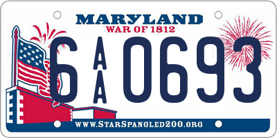 MD license plate 6AA0693