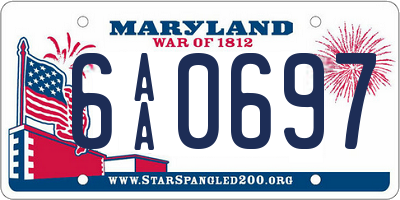 MD license plate 6AA0697