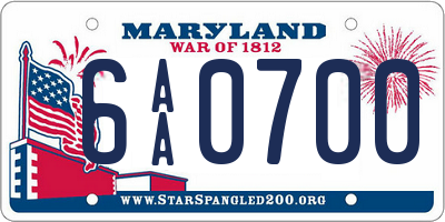 MD license plate 6AA0700