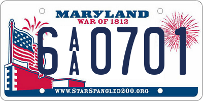 MD license plate 6AA0701