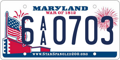 MD license plate 6AA0703