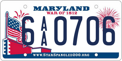 MD license plate 6AA0706