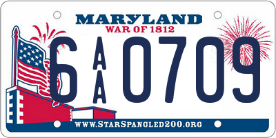 MD license plate 6AA0709