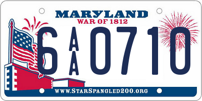 MD license plate 6AA0710