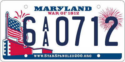 MD license plate 6AA0712