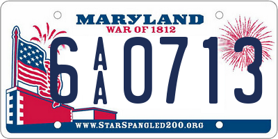 MD license plate 6AA0713