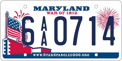 MD license plate 6AA0714