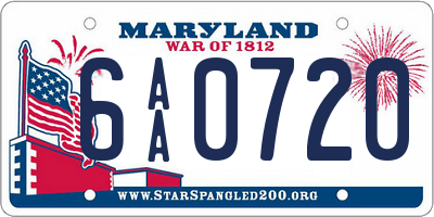 MD license plate 6AA0720