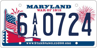 MD license plate 6AA0724