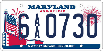 MD license plate 6AA0730