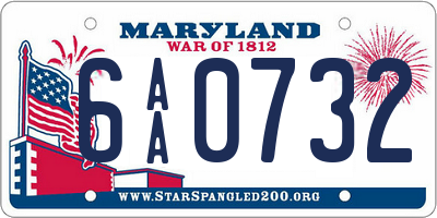 MD license plate 6AA0732