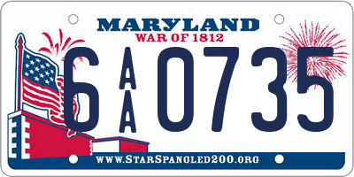 MD license plate 6AA0735