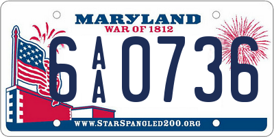 MD license plate 6AA0736