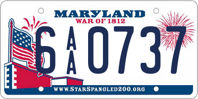 MD license plate 6AA0737