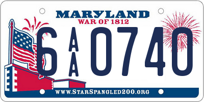 MD license plate 6AA0740