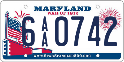 MD license plate 6AA0742