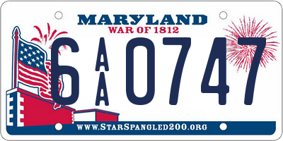 MD license plate 6AA0747