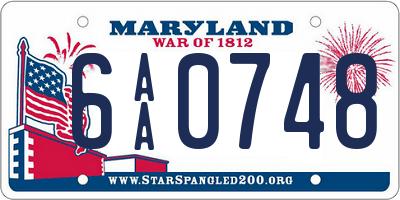 MD license plate 6AA0748