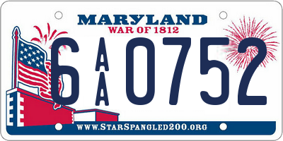 MD license plate 6AA0752