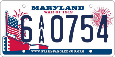 MD license plate 6AA0754