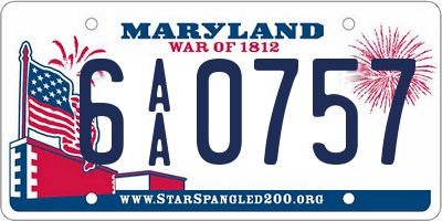 MD license plate 6AA0757