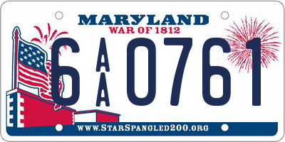 MD license plate 6AA0761