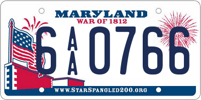 MD license plate 6AA0766