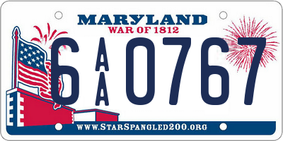 MD license plate 6AA0767