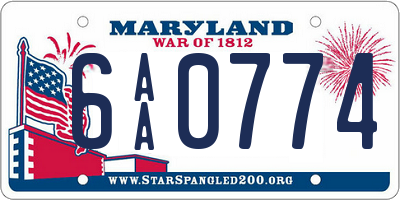 MD license plate 6AA0774