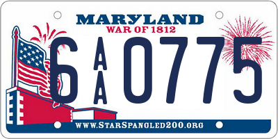 MD license plate 6AA0775