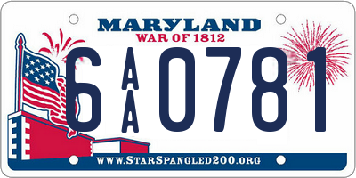 MD license plate 6AA0781