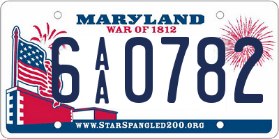 MD license plate 6AA0782