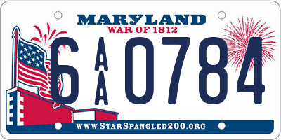 MD license plate 6AA0784