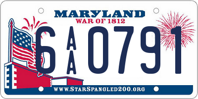 MD license plate 6AA0791