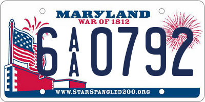 MD license plate 6AA0792