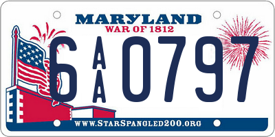 MD license plate 6AA0797