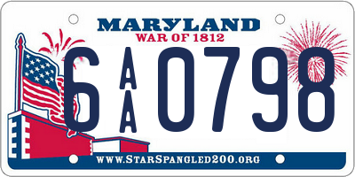 MD license plate 6AA0798