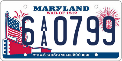 MD license plate 6AA0799