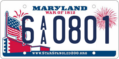 MD license plate 6AA0801