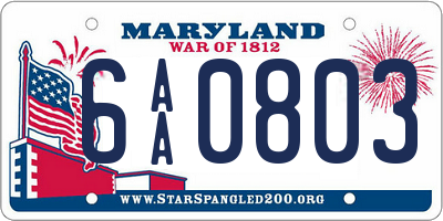 MD license plate 6AA0803