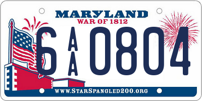 MD license plate 6AA0804