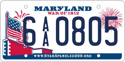 MD license plate 6AA0805