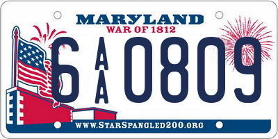 MD license plate 6AA0809