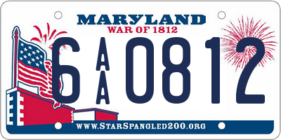 MD license plate 6AA0812